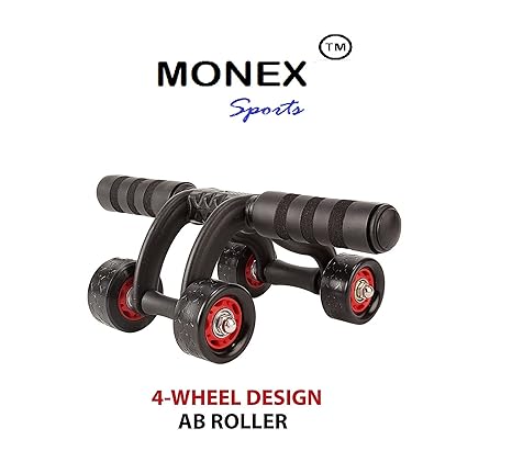 Monex Generic Upgraded 4 Wheel Ab Roller With Knee Mat And Floor Wedge Abdominal Workout Fitness Exercise Equipment