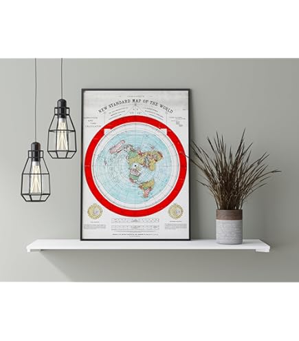 Artery8 1892 Wereldtijdcalculator Platte aardekaart Gleason Artwork Ingelijste A3 wandschildering Wereldkaart muur