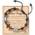 HGDEER Baseball Basketball Football Soccer Volleyball Gifts, Natural Stone Baseball Cross Bracelets for Teen Ideas with Message Gift Card