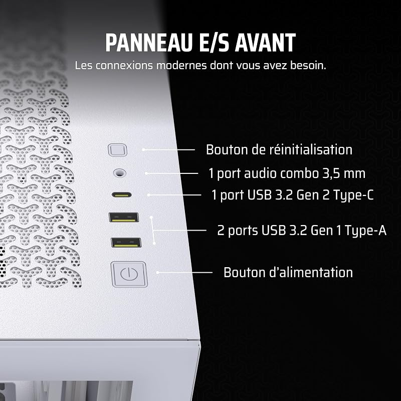 3500X Boîtier PC ATX Mid-Tower – Verre Trempé Panoramique - Connexion Inversée Compatible avec La Carte Mère – Pas de Ventilateurs Inclus – Blanc