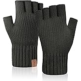 Oliumt Winter Fingerless Gloves for Men Women,Warm Knitted Half Finger Gloves Driving Working Biking for Cold Weather