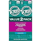 Tom's of Maine Fluoride-Free Antiplaque & Whitening Natural Toothpaste, Peppermint, 5.5 oz. 2-Pack (Packaging May Vary)