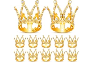Yulejo 12 Pieces Crown Cake Topper Mini Baby Crown Tiny Queen Small Princess Headpiece Cake Decoration for Women Lady Girl Bridal Wedding Royal Themed Baby Shower Decor Birthday Party (Gold)