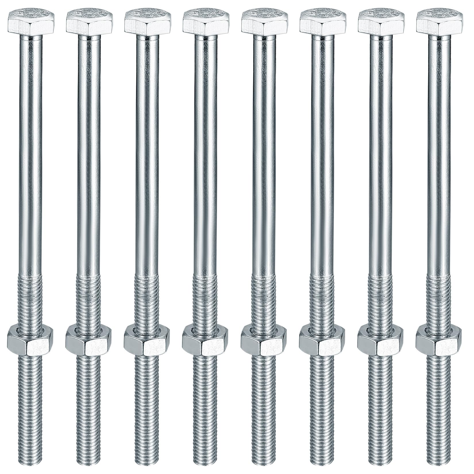 8 Pcs M10x180 Hex Bolts and Nuts Set, Hex Head Screws, Part Threaded Hexagon Machine Screws Nuts and Bolts Sets for Bike Mechanical