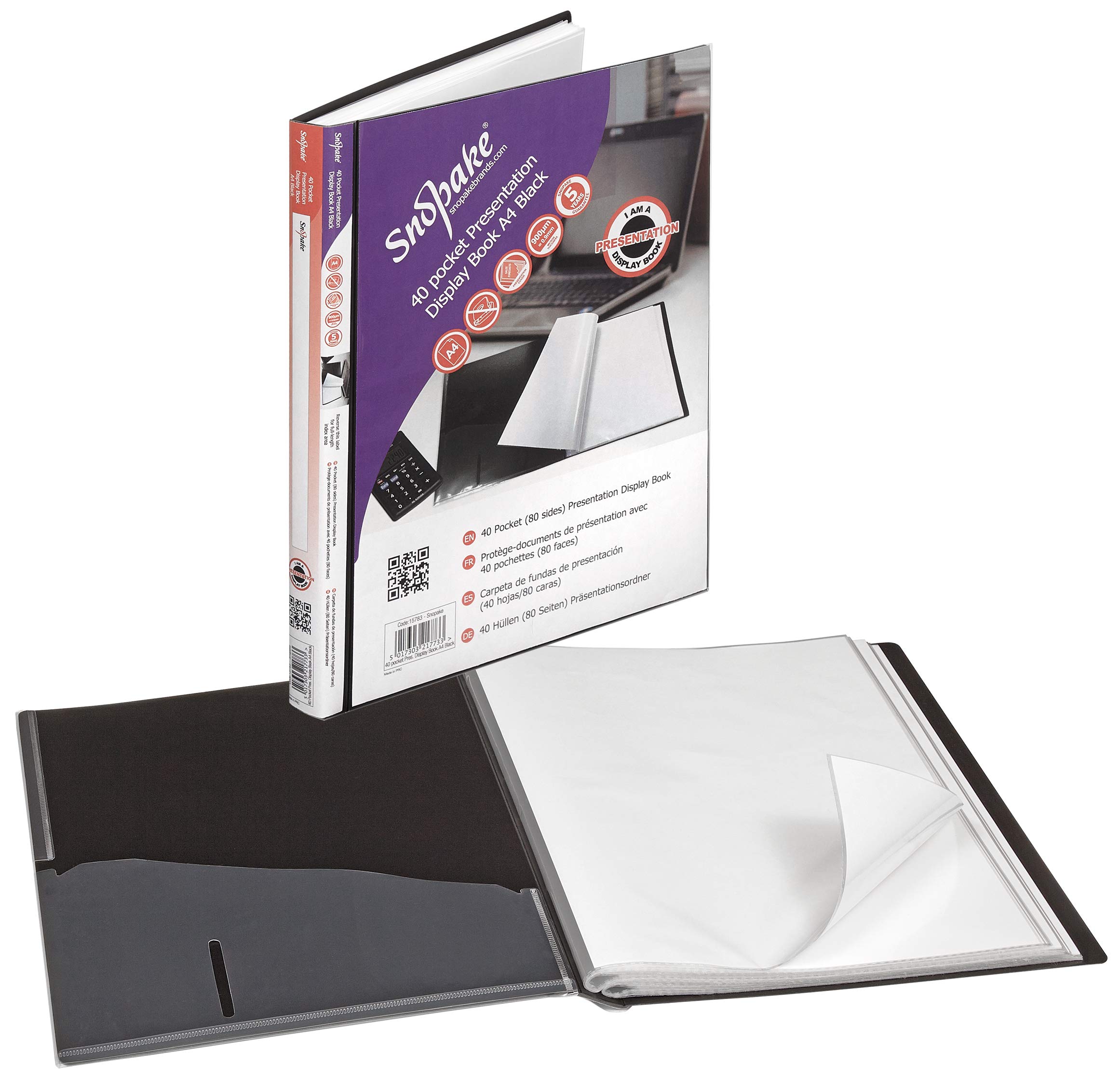 Snopake A4 Premium Presentation Display Book 40 Pockets - Black [Pack of 1] Ref: 15783