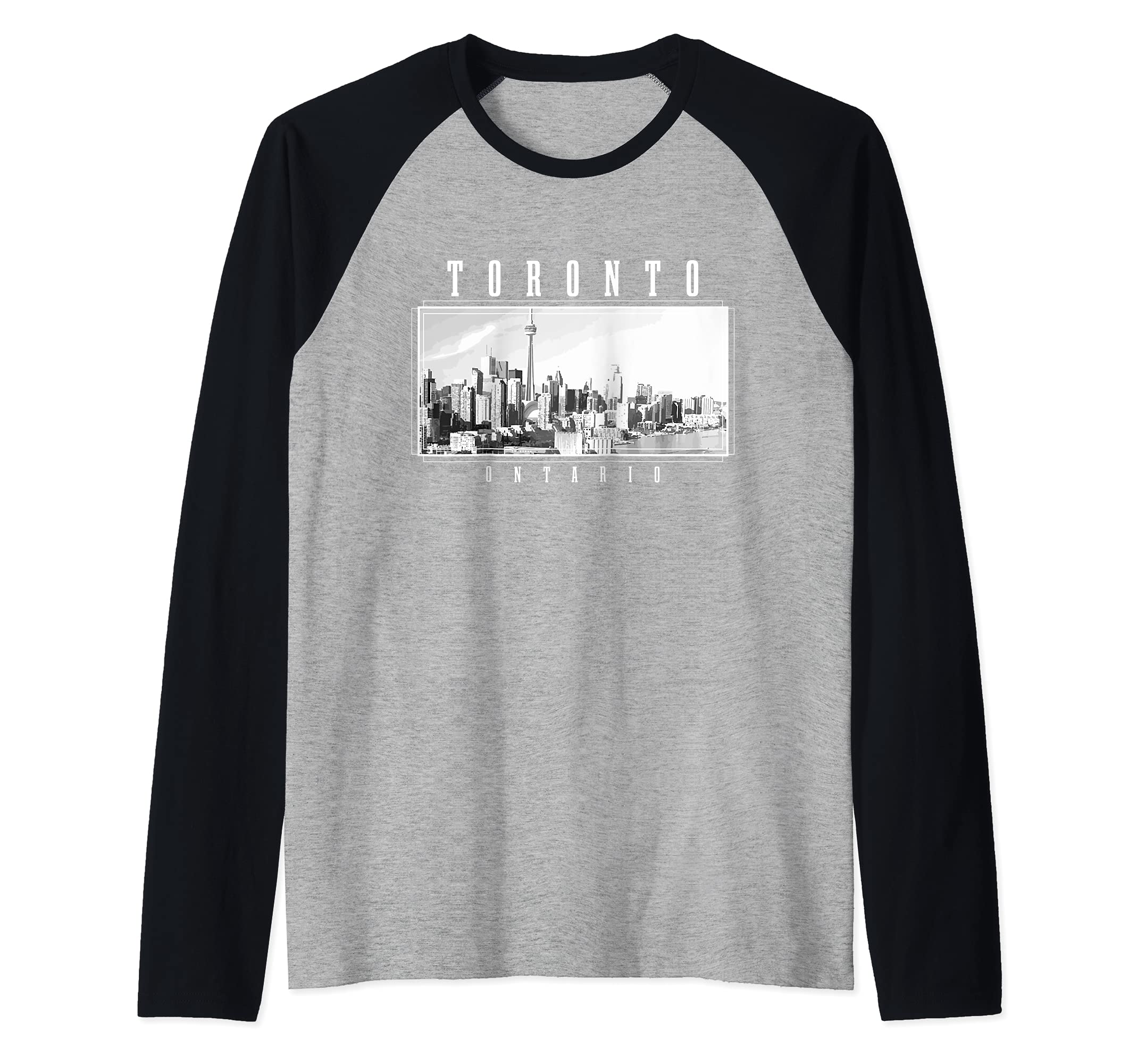 Toronto Ontario Canada Vintage Canadian Skyline Toronto Raglan Baseball Tee