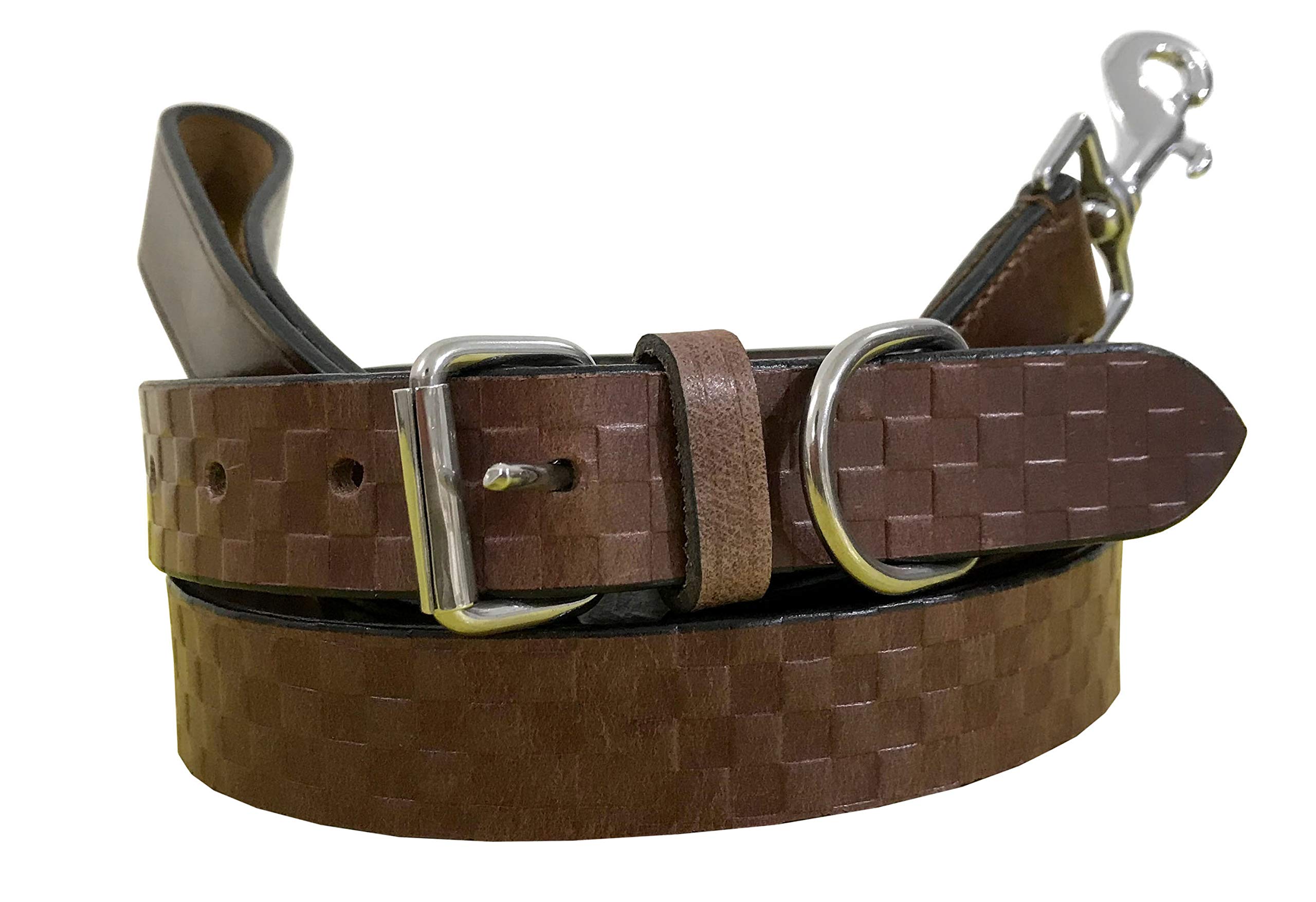 BRADLEY CROMPTON Genuine Leather Matching Pair Dog Collar and Lead Set L