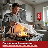 ASPIRE UK Fire Blanket 1M x 1M Fibreglass Fire Suppression for Kitchen Home view 6