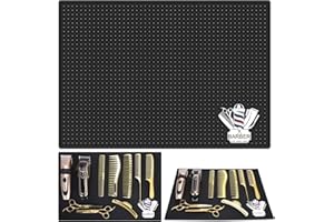 BARBERTOP Barber Mat for Clippers Non-Slip Thickened Silicone Non-Slip Mat | Barber Shop Home Counter Workstation Organizer Mat for Scissors, Trimmers, Clippers, Hair Cards, Combs, Razors, etc (17.5 * 12 Inch)