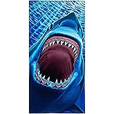 Dawhud Direct Great White Shark Beach Towel for Boys - 30" x 60" Pool Towel, Super Soft Plush Cotton Bath Towel for Shark Lovers