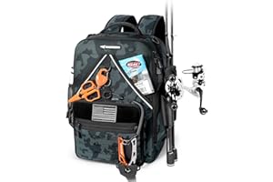 KastKing KarryAll KastMate Fishing Tackle Backpack,Water-Resistant Tackle Bag With 2 Rod Holders,Fishing Gear and Equipment With Large Gear Storage,Black Camo