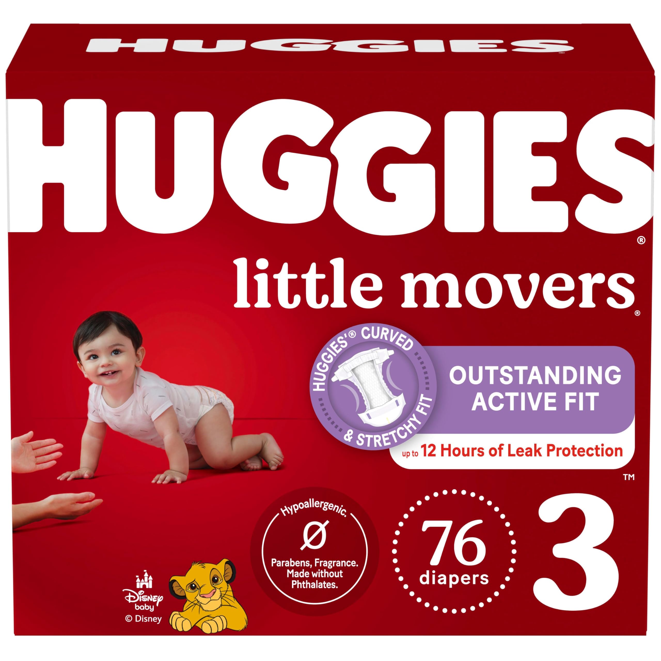 Photo 1 of Huggies Size 3 Diapers, Little Movers Baby Diapers, Size 3 (16-28 lbs), 76 Count, Packaging May Vary