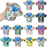 Pickmesh 12 Packs Tropical Shirt Can Cooler Sleeve Hawaiian Beer Can Cover | Tropical Shirt Beer Can Covers, Neoprene Cans Cooler Bulk, Beer Beverages Cans, Hawaiian Funny Party Decorations Supplies