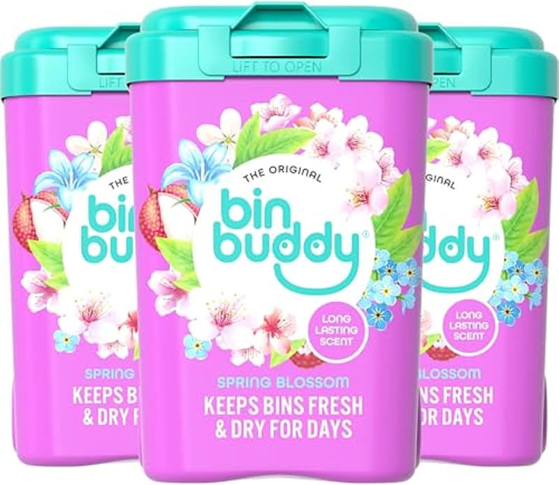 Bin Buddy Spring Blossom Powder 450g Pack of 3 Fresh Bin Odor Control
