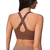 AugIris Sports Bras for Women Criss Cross Back - V Neck Adjustable Wide Straps High Support Removable Pad Gym Crop Tank Tops