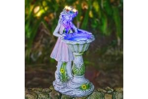 Ottsuls Solar Fairy Garden Statues, Resin Angel Outdoor Waterproof Sculpture with Wishing Well and 7 LED Lights, Unique Gift for Patio, Balcony, Yard, Lawn, Porch Decoration, Housewarming