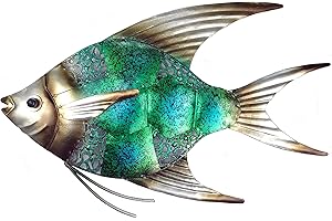 JOYBEE HOME&GARDEN JOYBee 12.5inch Coastal Ocean Sea Metal Fish Wall Art Decor -Christmas Decorations-Perfect for Coastal，Nautical，Beach，or Boat Decor-Metal Wall Decor-For Garden Home Patio Bathroom Kitchen