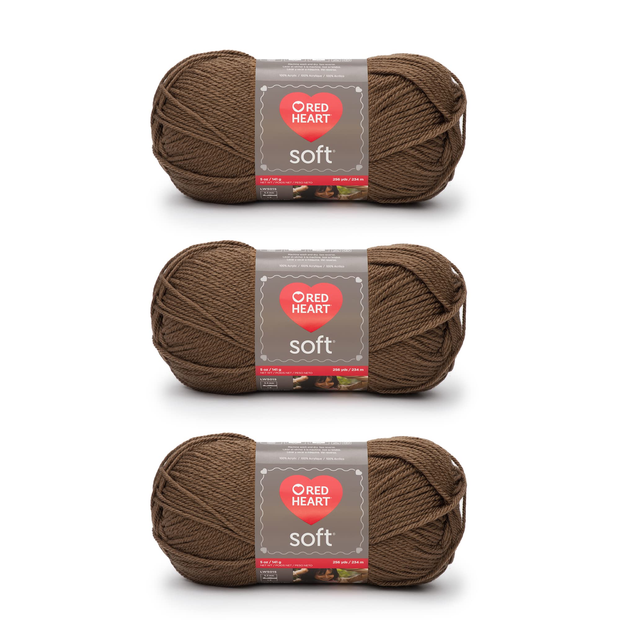 Red Heart Soft Toast Yarn - 3 Pack of 141g/5oz - Acrylic - 4 Medium (Worsted) - 256 Yards - Knitting/Crochet