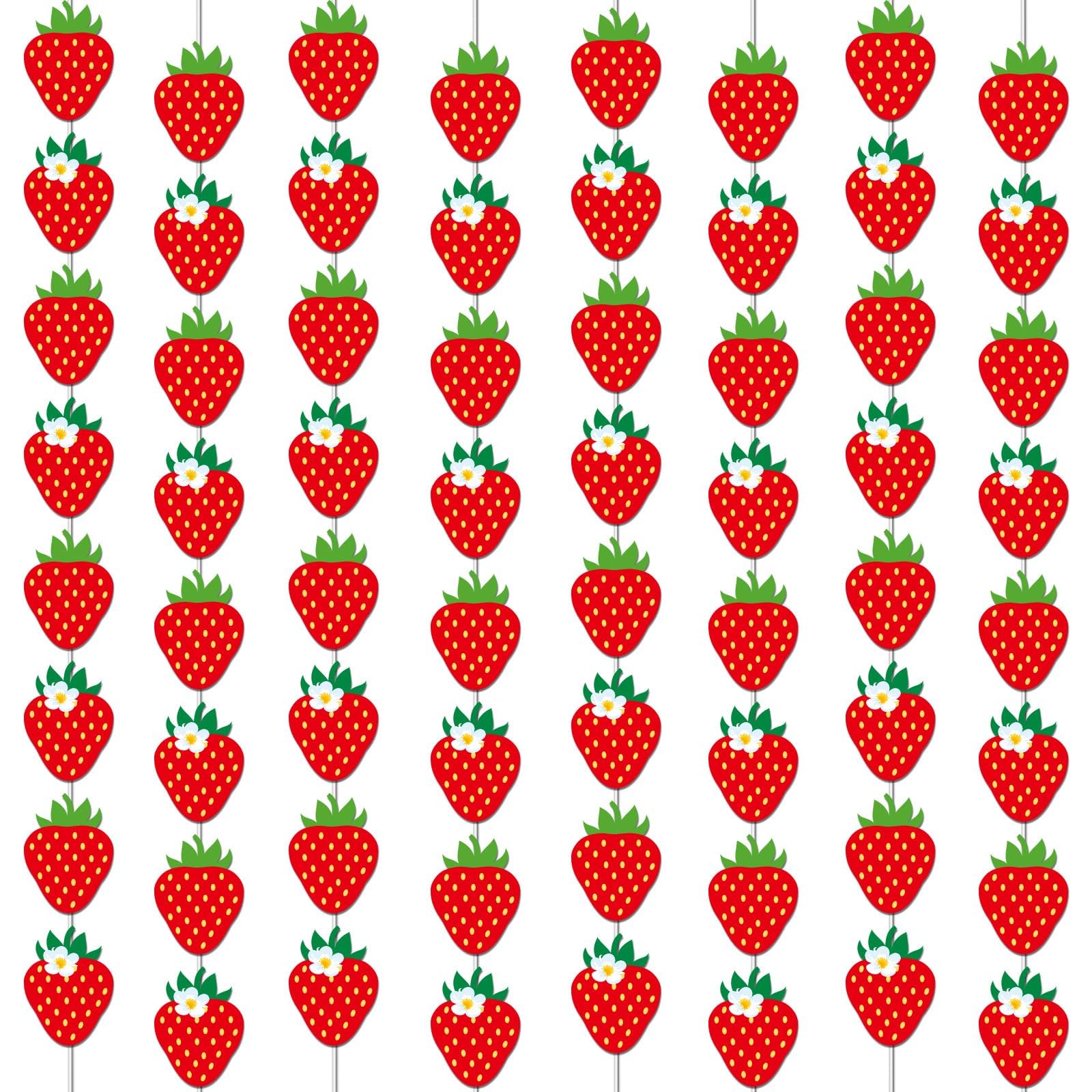 Photo 1 of 12 PCS Strawberry Birthday Party Banners Strawberry Garland Banner Decorations Berry First Hanging Swirl Kit Cutouts for Girls Baby Shower Party Supplies Decor