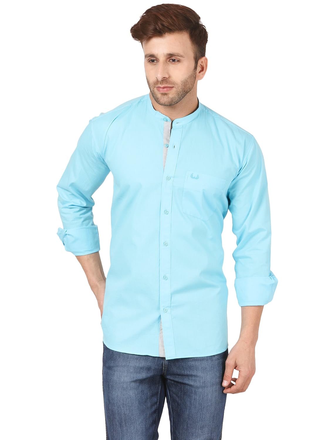 Buy WILLOWY Men's Casual Aqua Blue Shirt Slim Fit WMTOP02A0015LBL44