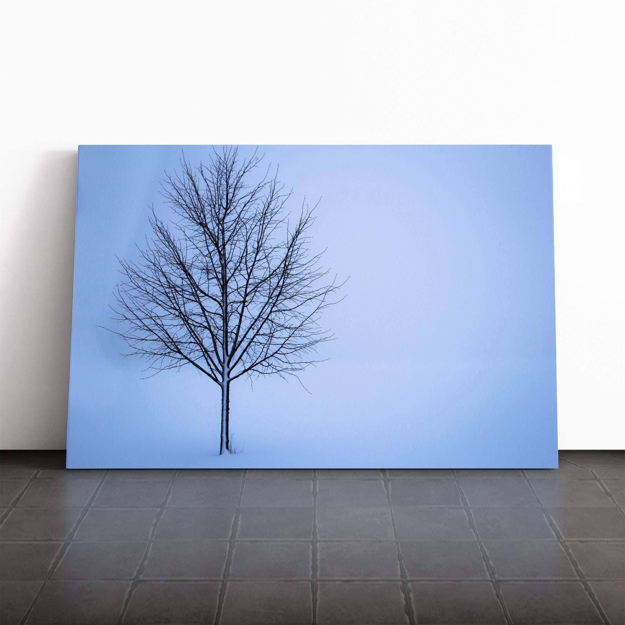 Landscape Lone Tree in The Winter Canvas Print | Gallery Wrapped 30mm Frame Wall Art | 20x14 inches | Ready to Hang | Modern Landscape Picture | Living Room Bedroom Lounge Office