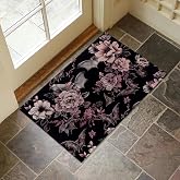 VANZEV Gothic Floral and Bats Indoor Door Mat for Entryway, 17x29.5 Inch, Dark Vintage Design Floor Doormat for Home Decor, Non-Slip Rug Mat for Living Room, Kitchen, Bedroom, Gifts for Gothic Lovers