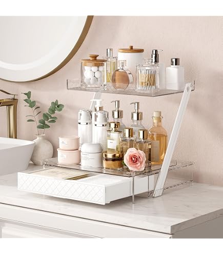 Amazon.com: NEATORA 2 Tier Bathroom Countertop Organizer, Z-Shaped