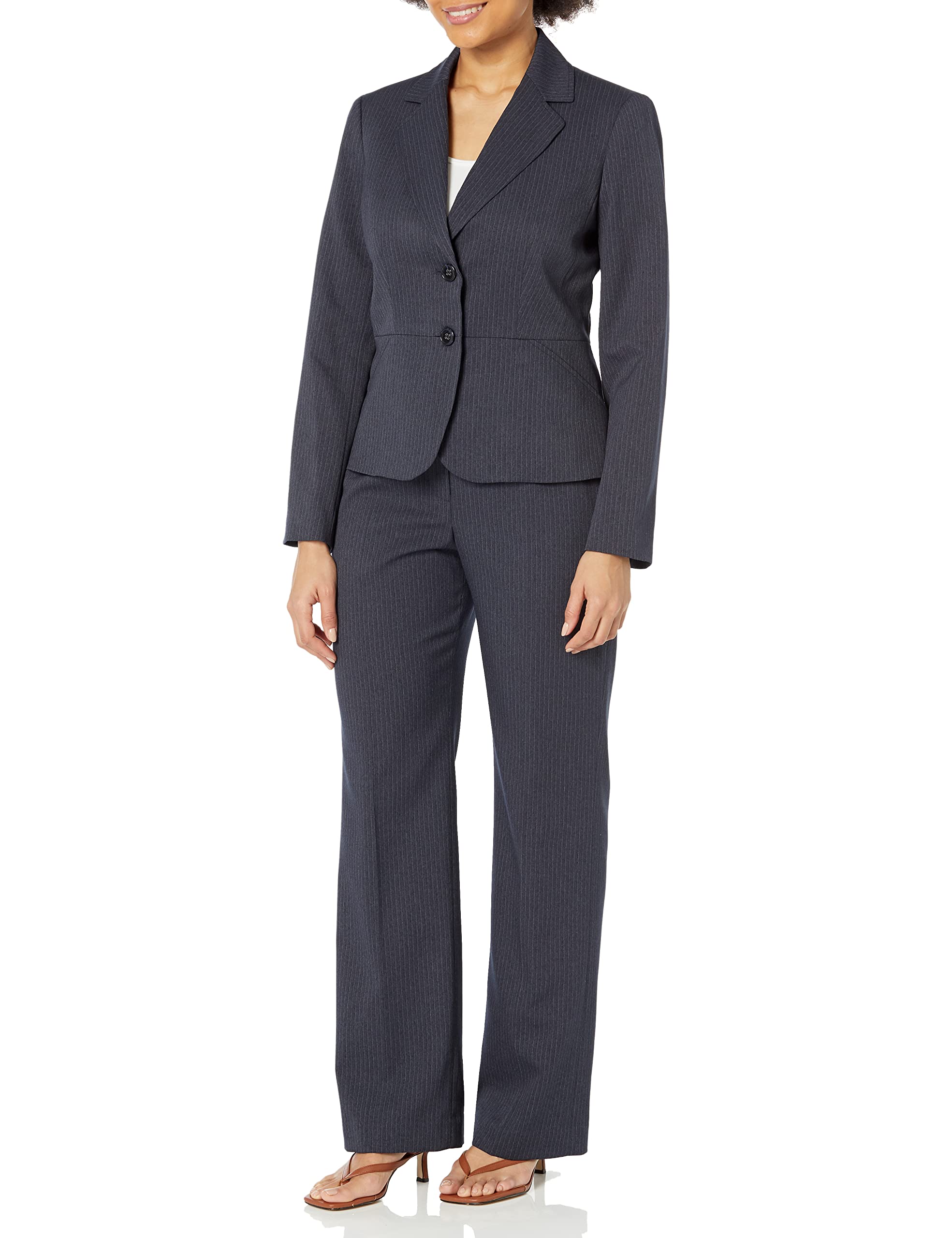 Le Suit Women’s Jacket/Pant Suit, Navy, 10
