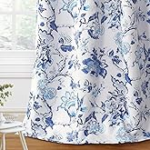 H.VERSAILTEX Blackout Curtains 63 Inch Length 2 Panels Set Floral Print Curtain Drapes for Living Room Thermal Insulated Grommet Window Curtains for Bedroom - Traditional Floral in Blue and White
