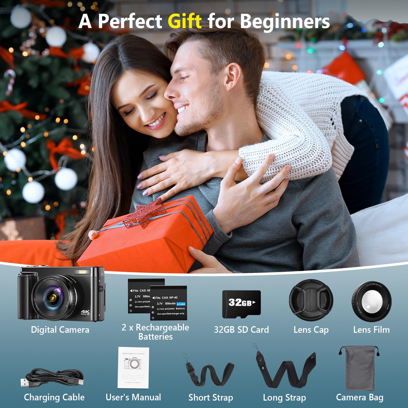 4K Digital Camera for Photography Autofocus, Upgraded 64MP WiFi Vlogging Camera for YouTube with 3