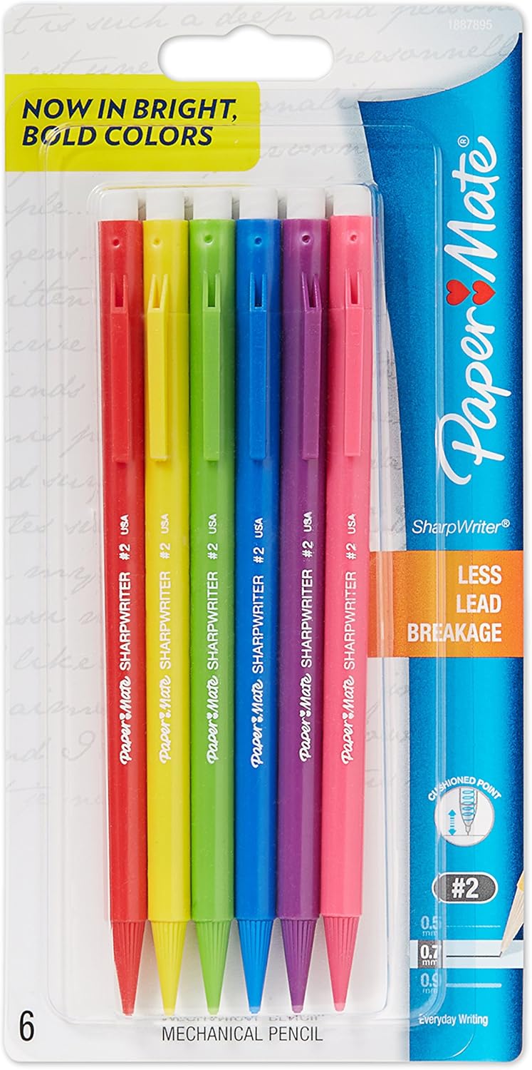 Paper Mate SharpWriter Mechanical Pencils, 0.7mm, HB 2, Assorted
