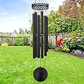 ASTARIN 48'' Deep Tone Wind Chimes for Outside - Large WindChimes with 6 Heavy Tubes, Memorial Chimes Outdoor for Garden Hanging Décor,Sympathy Gifts for Loved one,Home Décor, Black