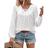 siliteelon Spring Tops for Women Long Sleeve Bow Tie Lantern Blouse Dressy Casual Boho Summer Clothes Trendy 2026
