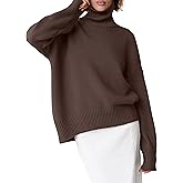 ANRABESS Womens Turtleneck Sweaters Oversized Chunky Long Sleeve Knit High Low Hem Pullover Top 2026 Fall Winter Fashion