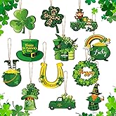 Sintuff 36 Pieces St. Patricks Day Decorations Wooden Shamrock Ornaments for Tree St Patricks Day Ornaments Irish Hanging Decorations for Party