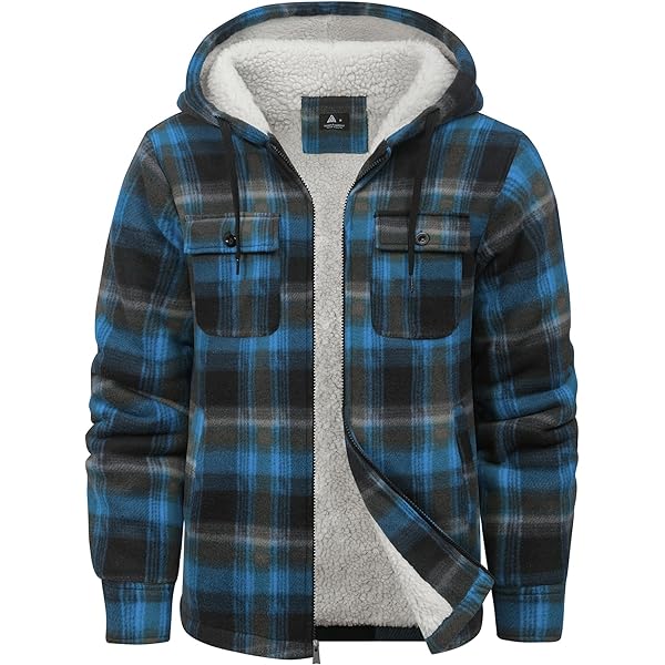 SwissWell Hombres Camisa Chaqueta Chaqueta De Franela A Cuadros Gruesos Forro De Felpa Casual Forrado Sudadera Capucha Hombres Sudadera Capucha Chaqueta Invierno Bolsillos(Negro Verde Plaid-XL