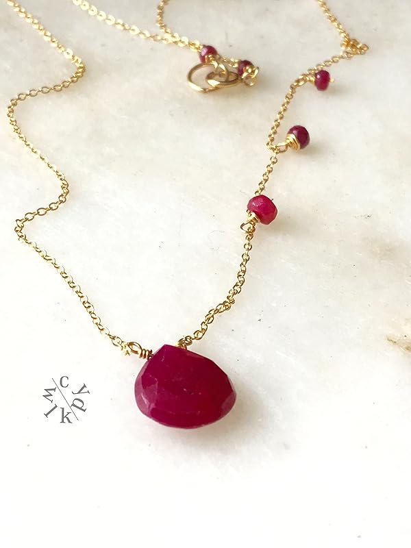 Amazon.com: Real Ruby Necklace with a Heart Shape Ruby in Gold Filled