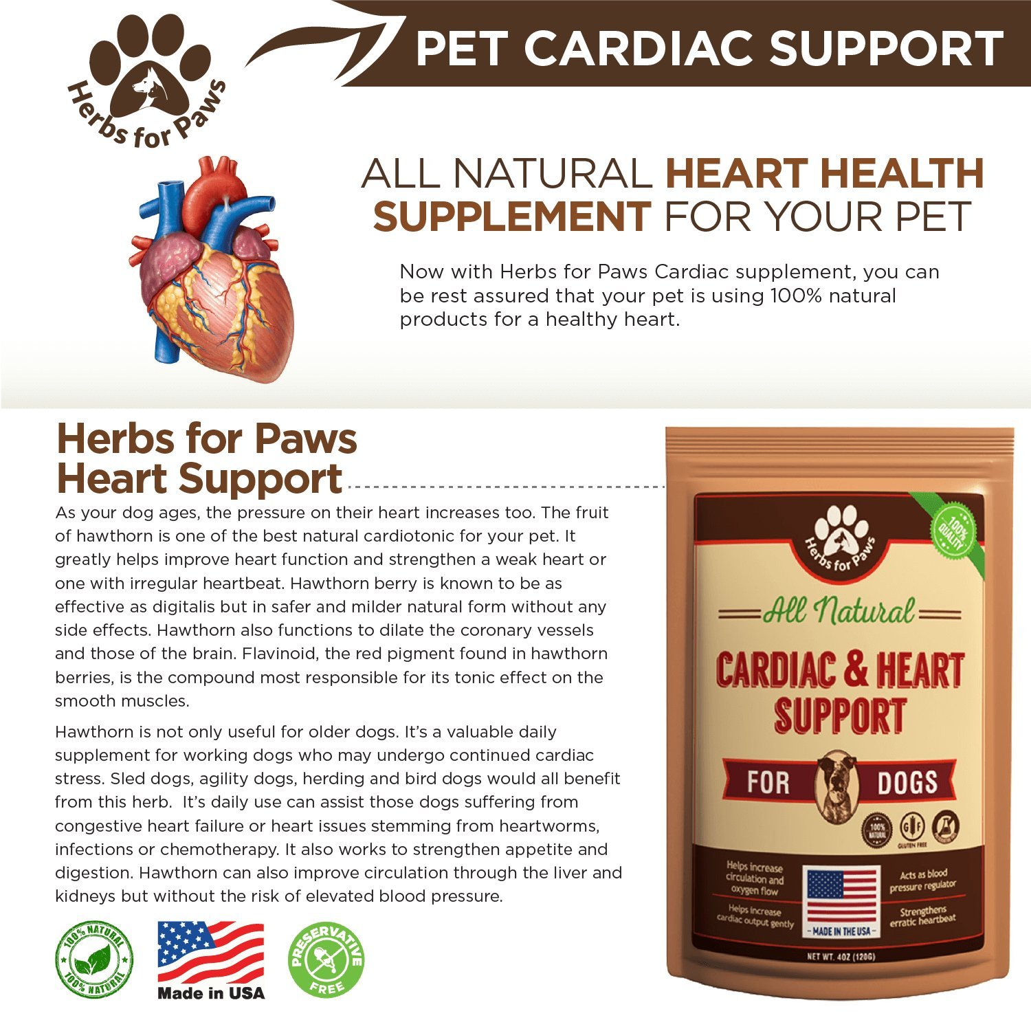 Dog Cardio Strength Heart Supplement, vitamins for pet heart health