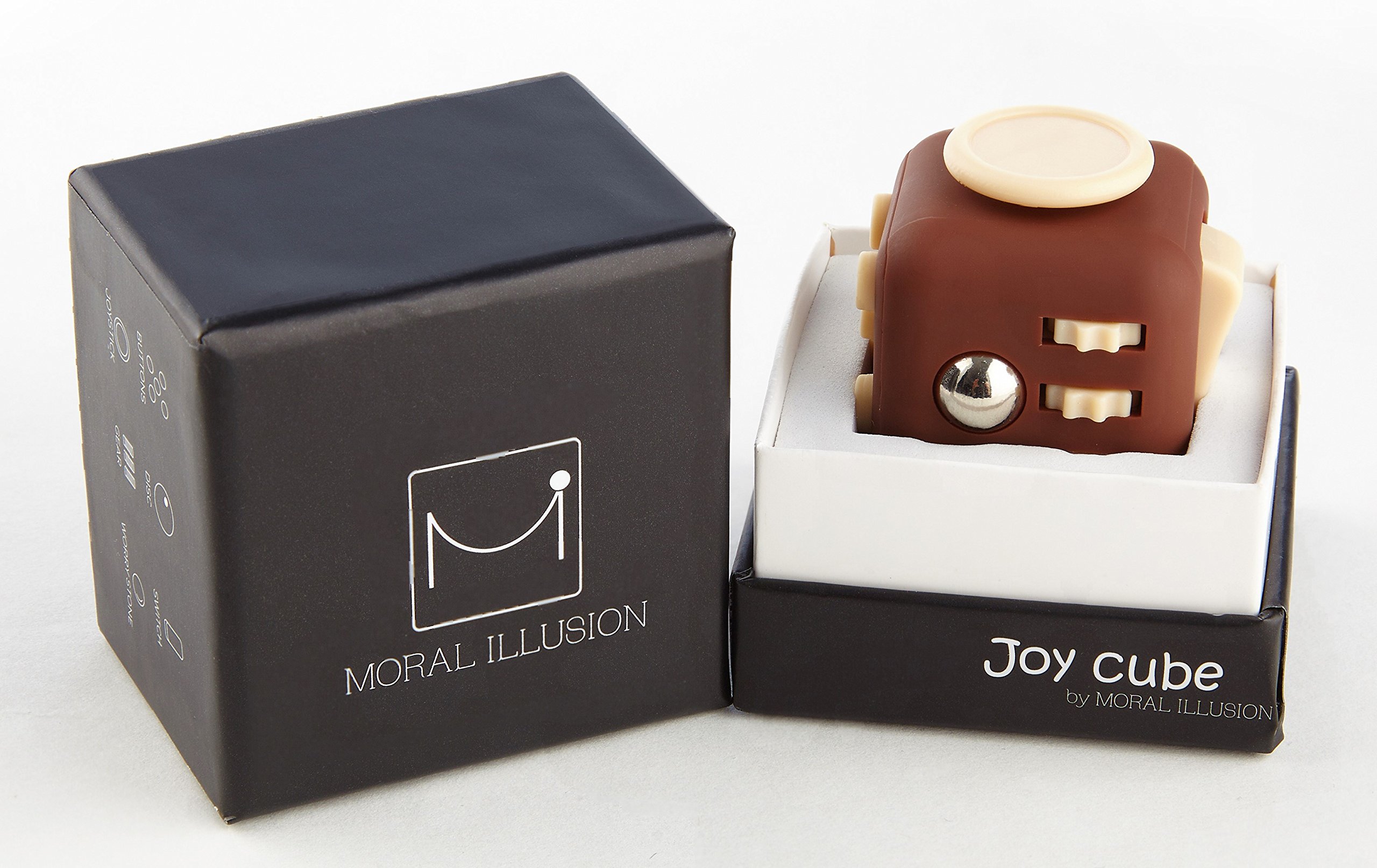 Moral Illusion Joy Cube - Chocolate Fidget Cube For Stress And Anxiety Relief ADHD, ADD, OCD - Silent Focus Dice With Extra Durable Silicone For Children And Adults - Quality Inspected Product