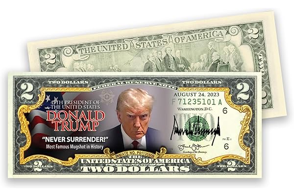 Trump Never Surrender Colorized Mugshot $2 Bill Uncirculated