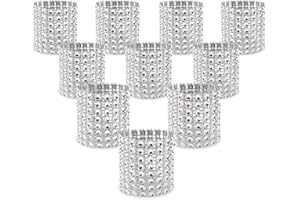 KPOSIYA Napkin Rings, Pack of 120 Rhinestone Napkin Rings Diamond Adornment for Place Settings, Wedding Receptions, Dinner or Holiday Parties, Family Gatherings (120, Silver)
