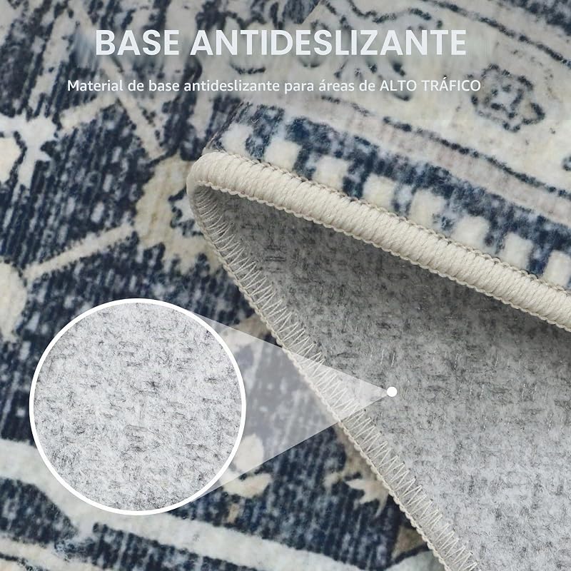 Alfombra Salon Sin Peluche,Alfombra Cocina Lavable Antideslizante,Alfombra Pasillo de Dormitorio,Alfombra Silla Escritorio,Comedor,Azul Oscuro,120x170 cm