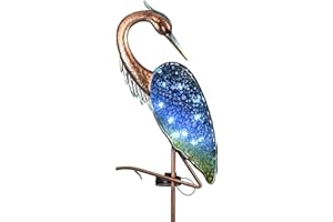 TERESA'S Collections Blue Heron Outdoor Solar Lights for Garde Decor, Metal Yard Decorations Outdoor Decorative Garden Stake for Outside, Yard Art Pathway Lights for Patio Decor 43",Gifts for Mom
