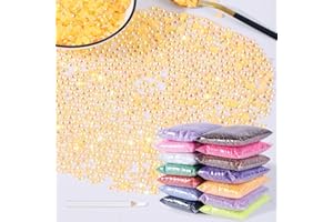 MAQIAO 2500pcs 5mm Resin Rhinestones Bulk,Nail Art Rhinestones Kit with Wax Pencil,Flatback Round Jelly Rhinestones Gems Crystals for Nail Art DIY Crafts Clothes Shoes Bags(Light-Orange AB)