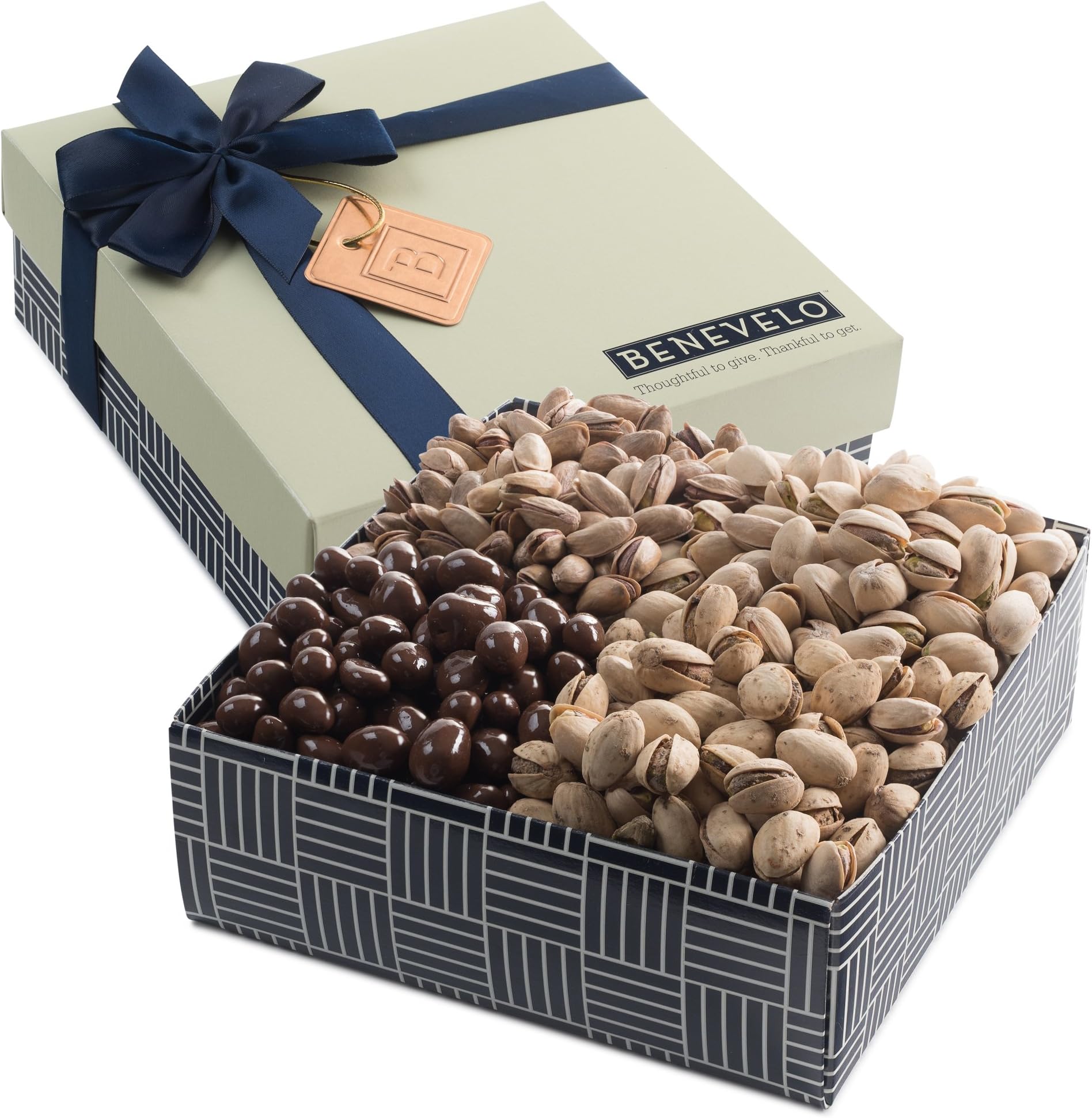 Benevelo Gifts Gourmet Hamper Gift Tray - Nut Platter with Assorted Pistachios incl. Dark Chocolate Covered Pistachios & More