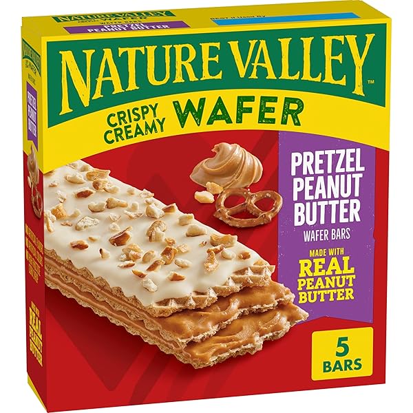 NATURE VALLEY WAFER BARS, PRETZEL PEANUT BUTTER, 5 BARS, 6.5 OZ