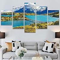 SIGNWIN 5 Panel Canvas Wall Art Modern Art Dramatic Farmhouse/Country Mountain Multicolor Nature Photography for Home Decorations Ready to Hang - 60