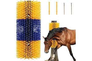 LEADGOODS Livestock Scratch Brush with 2 Screws, Multi-Purpose Grooming Brushes for Horse, Goat, Sheep, Pig - Provides Itch Relief and Back Scratching