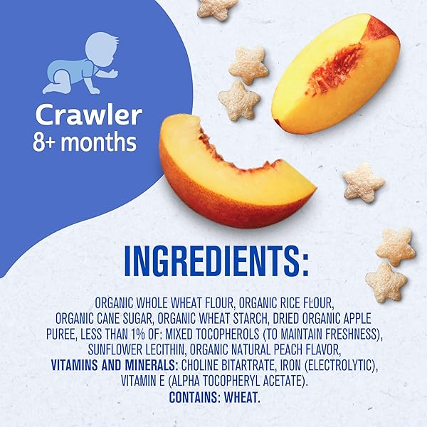 GERBER BABY SNACKS, ORGANIC PUFFS, PEACH, BABY FOOD, 1.48 OUNCE