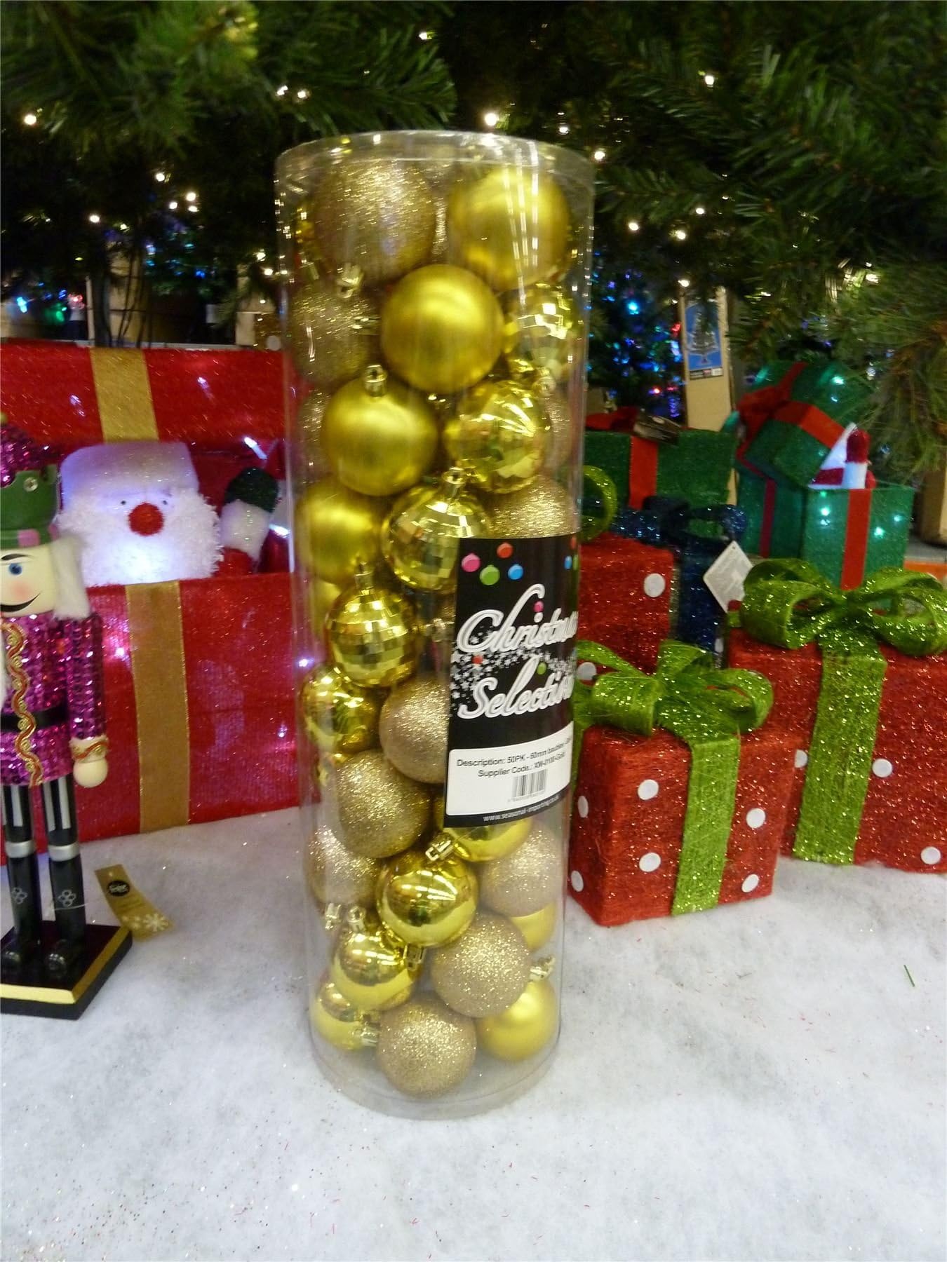 Christmass Tree Decorations Gold Bauble Accessory Set 50 Pack Baubles Hanging